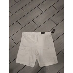 Tasso Elba Men's White Island Cargo Shorts Size 36 Cotton Linen Blend‎